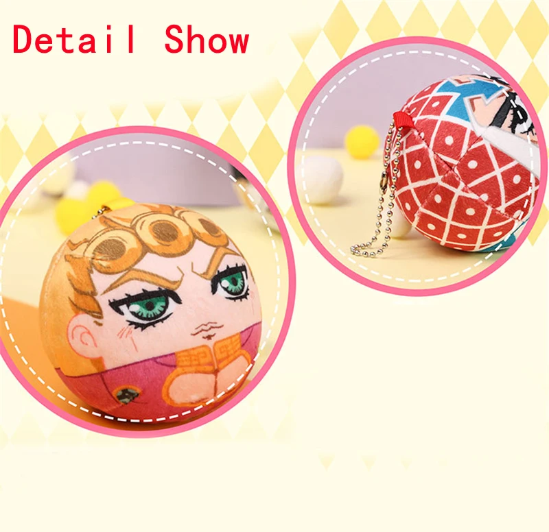 Cute Bizarre Adventure Cartoon Golden Wind Giorno Giovanna Pendant Plush Doll Keychain Anime Keyring Toy Christmas Boy Girl Gift | Украшения