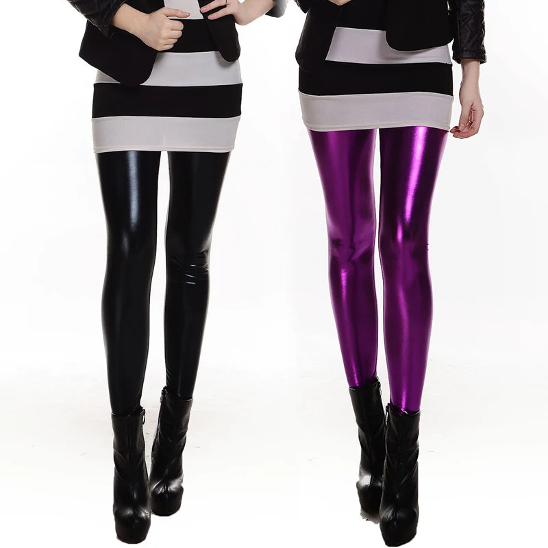 Сексуальные Обтягивающие Леггинсы для женщин в стиле панк рок из лакированной