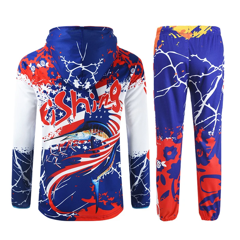 M 4XL новый рыболовный комплект одежды анти УФ Джерси и штаны спортивный костюм