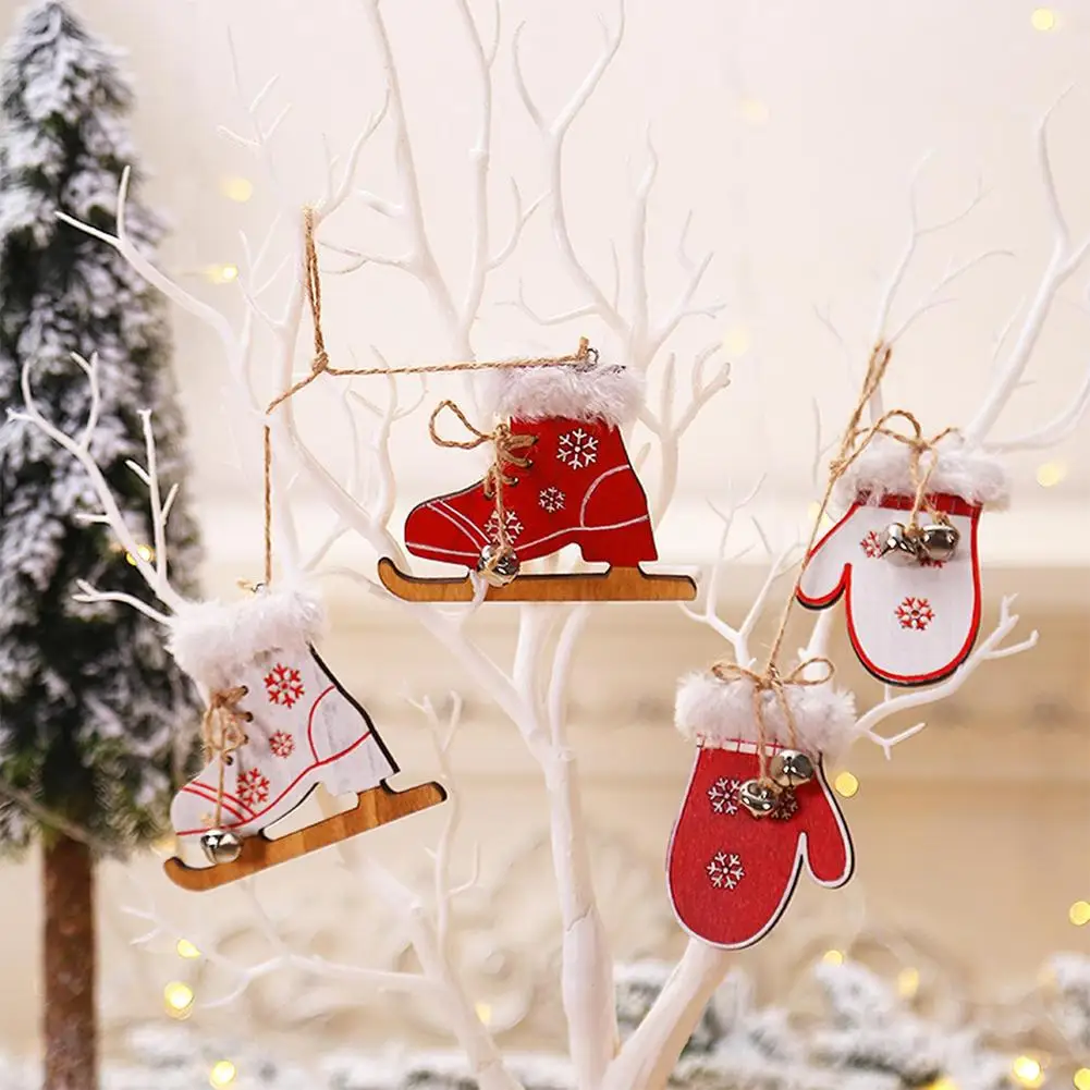

Christmas Wooden Hanging Pendant Christmas Decorations Wood Gloves And Boots Pendant Tree Hanging Pendant