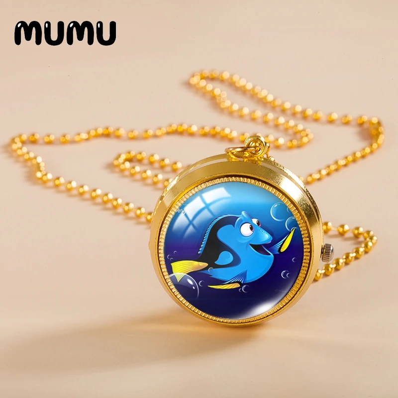 Новинка 2021 г. карманные часы в виде поисков Немо ожерелье золотого цвета