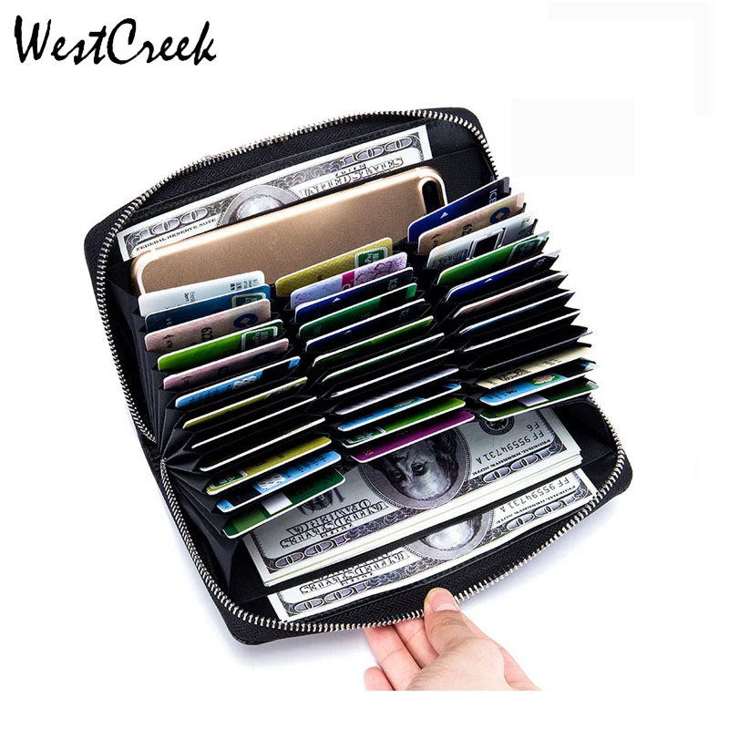 

WESTCREEK Men/Women Leather RFID Blocking Long Zipper Wallets Large Capacity Organizer Credit Card Holder Travel Passport Purse