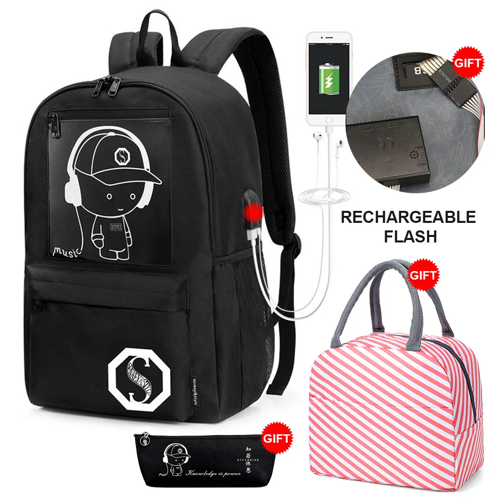 

Рюкзаки из ткани Оксфорд для мальчиков-подростков, школьные ранцы со светодиодной подсветкой, модные детские портфели