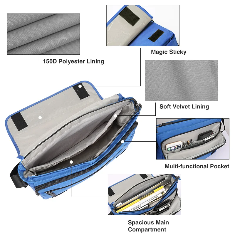 mixi fashion men crossbody bag messenger casual shoulder school bags black blue gray 12 14 inch free global shipping