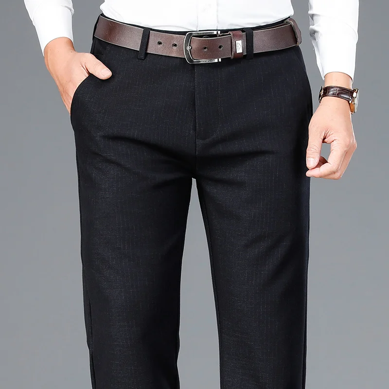 

4 цвета, осень 2020, новые мужские плотные деловые повседневные брюки, классический стиль, свободные и прямые брюки из бамбукового волокна, бре...