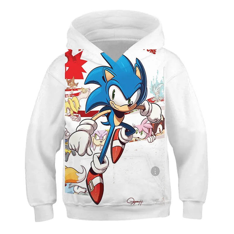 Красивые милые худи с надписью Sonic детская одежда свитшот топы мультяшным