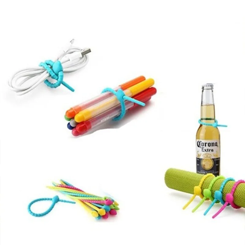 

10 pcs Kitchen diary tie line multifunctional silica gel tie string tie string data line tie belt sealing clip net line receive