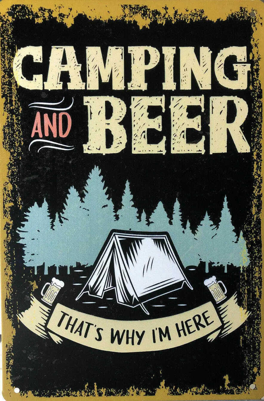 

Camping And Beer Metal Tin Sign Pub Bar Decoration Tin Sign Shabby Chic Home Decor Plaque Wall Art Man Cave