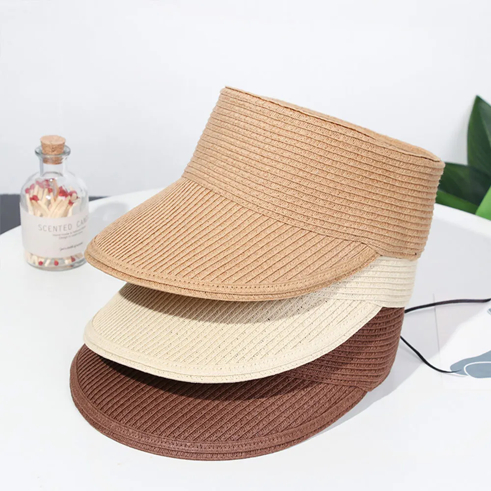 2021 Women's Summer Hat Foldable Portable Beach Straw Cap Sun Visors Protection Outdoor Sport Fishing Wide Brim Female | Аксессуары