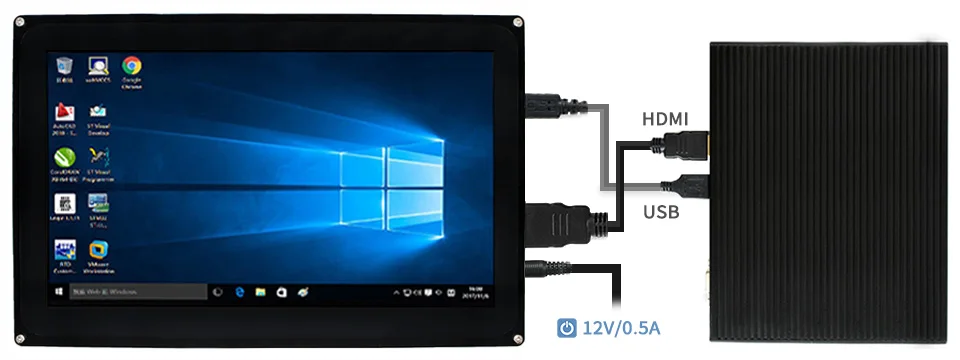 Raspberry Pi 3 дисплей 10,1 дюймов 1024x600 емкостный сенсорный экран lcd(H) с Чехол, поддержка нескольких мини-ПК, Windows 10/8. 1/8/7/XP