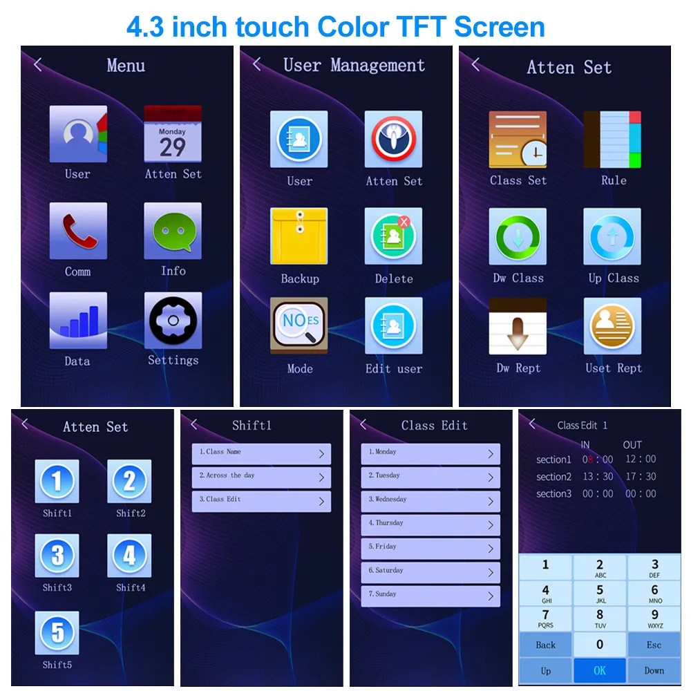 4 3 дюймовая клавиатура с цветным сенсорным экраном модель RFD биометрический
