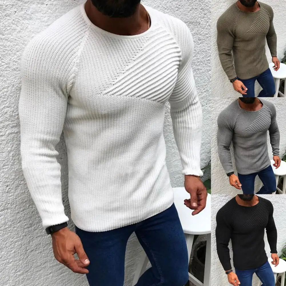 

Autumn Winter Sweater Men Long Sleeve O-Neck Solid Slim Fit Knitted Sweater Men New Casual Pullover Solid Sweater Men Clothes