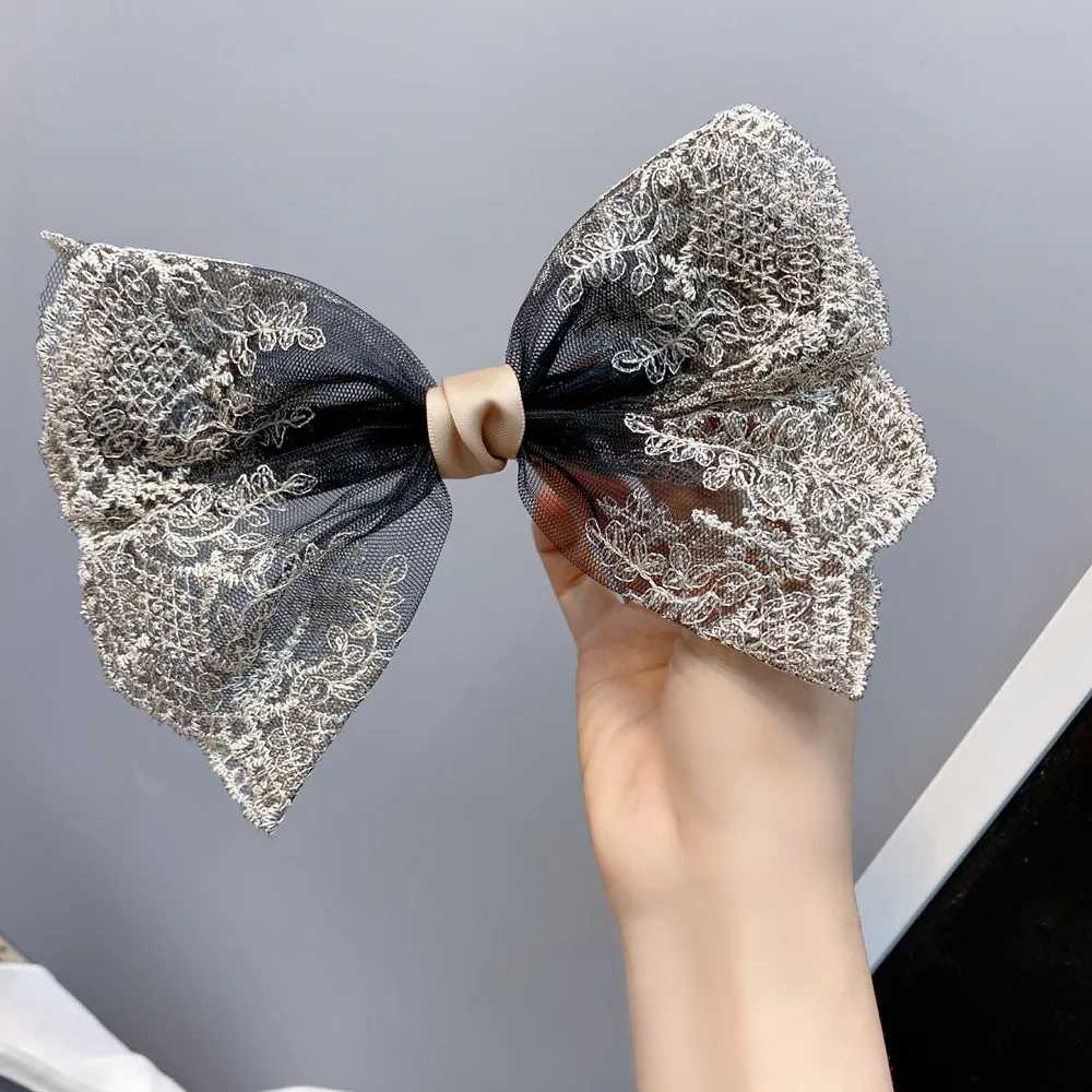 Заколки для волос 1 шт. очень большие кружевные заколки с бантом и сеточкой