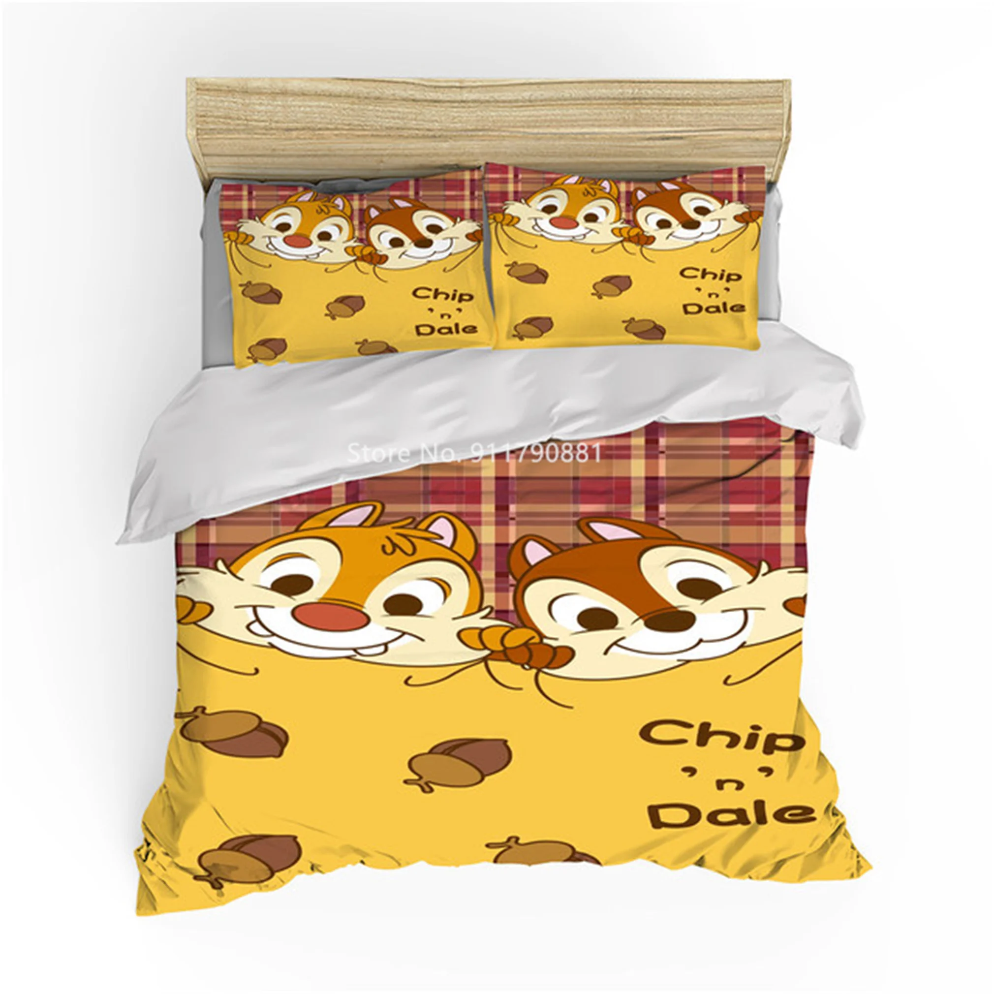 

Disney Chichi and Deedy Chipmunk Cute Print Bedding Set Cartoon Duvet Quilt Cover Pillowcase Girls and Boys Bedroom Decor