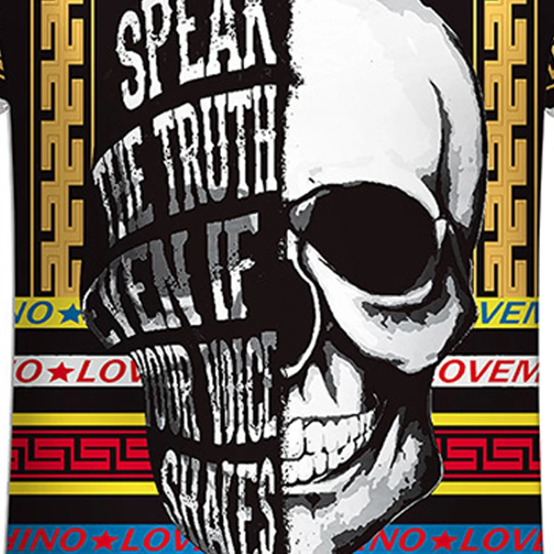 

New skull letters print t shirt for man 3d short sleeve t shirt o neck plus size casual tshirt gothic vintage harajuku tops tees