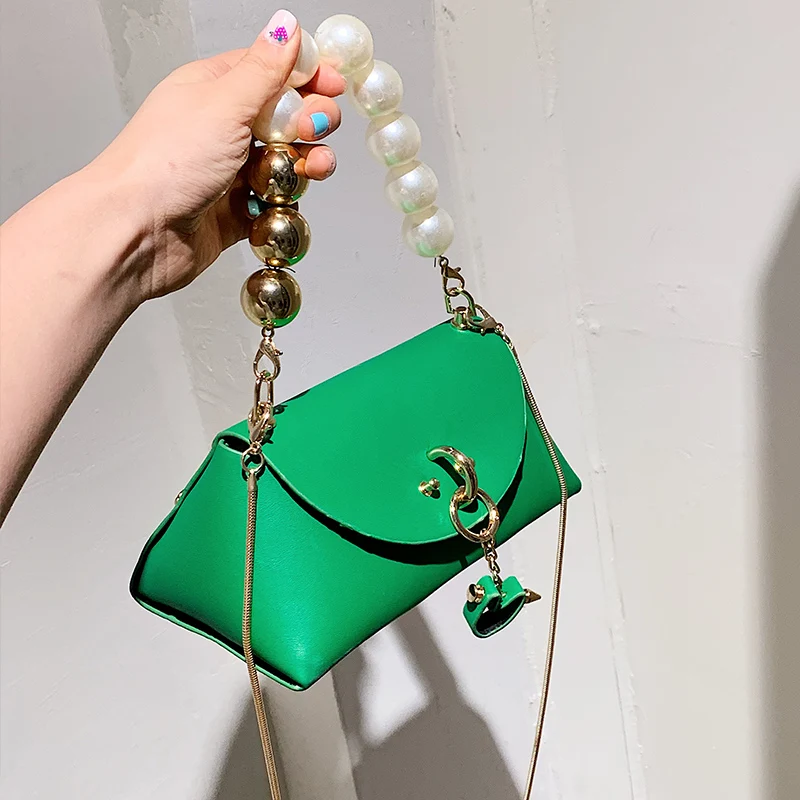

Sweet Lady Pearl Mini Tote bag Spring New Hhigh-quality PU Leather Women's Designer Handbag Chain Shoulder Messenger Bag