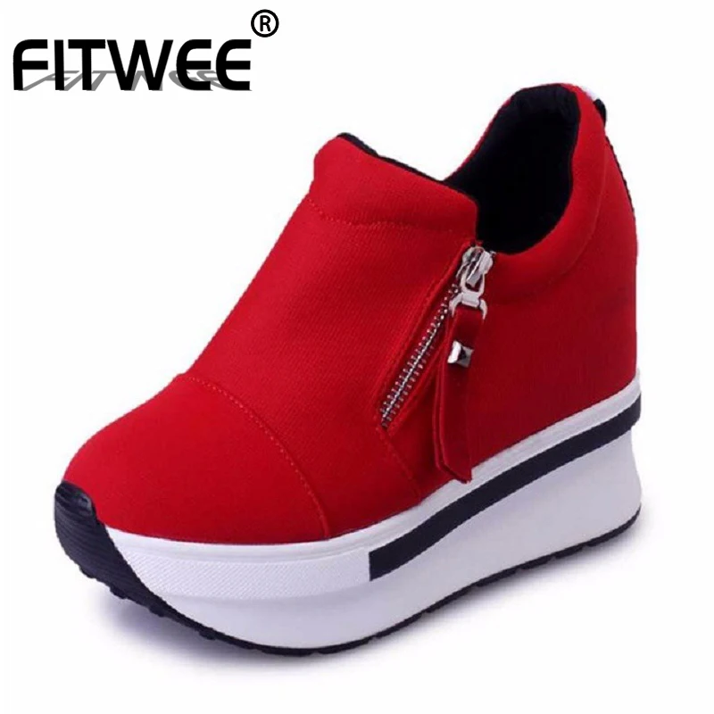 Женские повседневные кроссовки на молнии FITWEE демисезонные низкие платформе