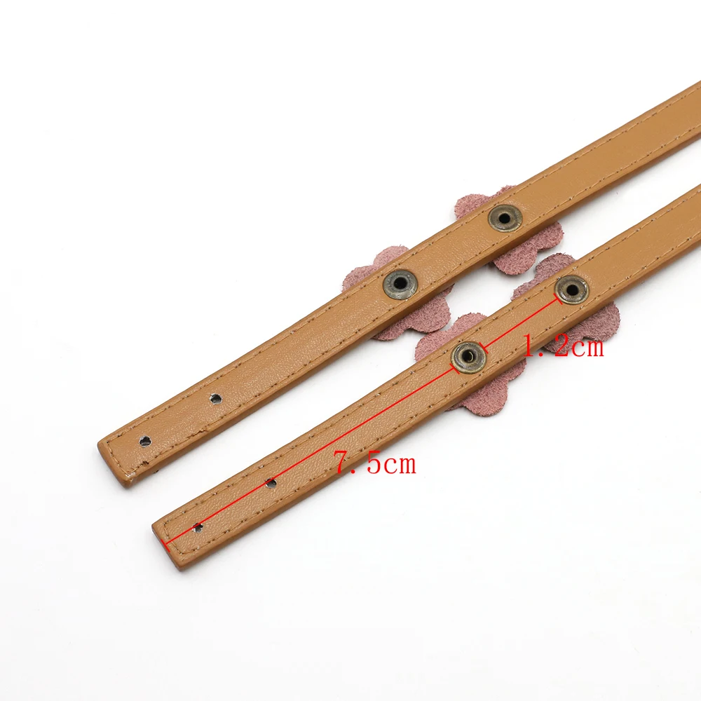 1Pair 70cm PU Leather Handles brown Shoulder Handbag DIY Flowers O Bags Strap Handle Replacement Bag Accessories with Rivet