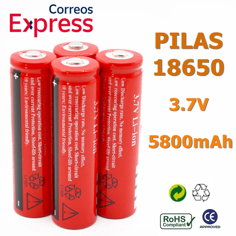 

Batteries rechargeable 18650 5800mAh 3,7V POWERBANK Battery BANK BATERIA lithium-ION tipped with TETON COLOR red