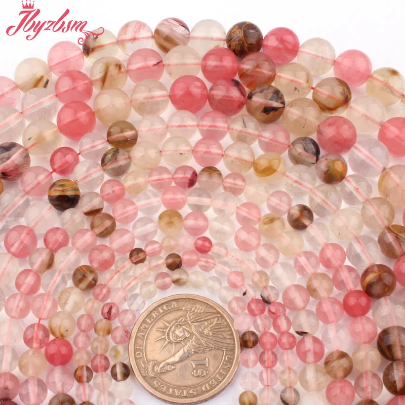 Круглый арбузный стеклянный разноцветный драгоценный камень 4 6 8 10 12 мм для