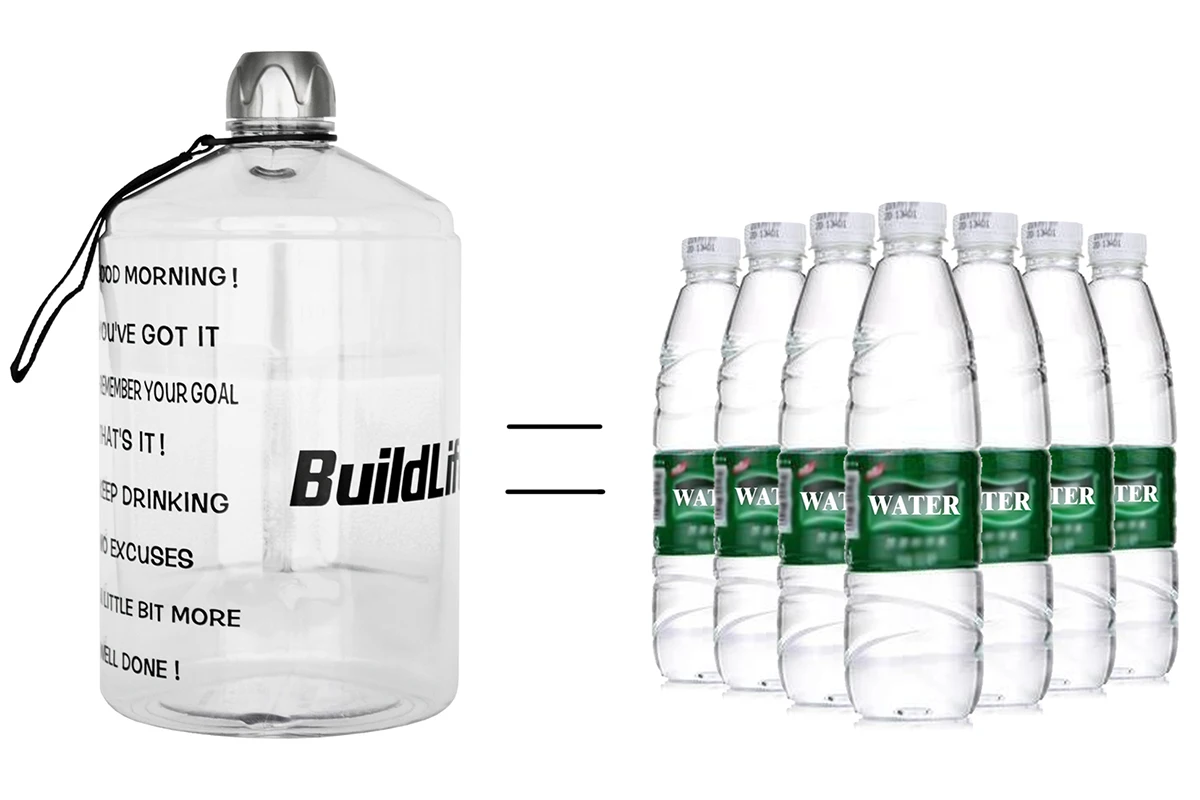 QuiFit 3.78L 2.2L 1.3L Прозрачный большой галлон бутылки для питьевой воды пластик большой емкости для тренажерного зала фитнес-туризма BPA бесплатные виды спорта