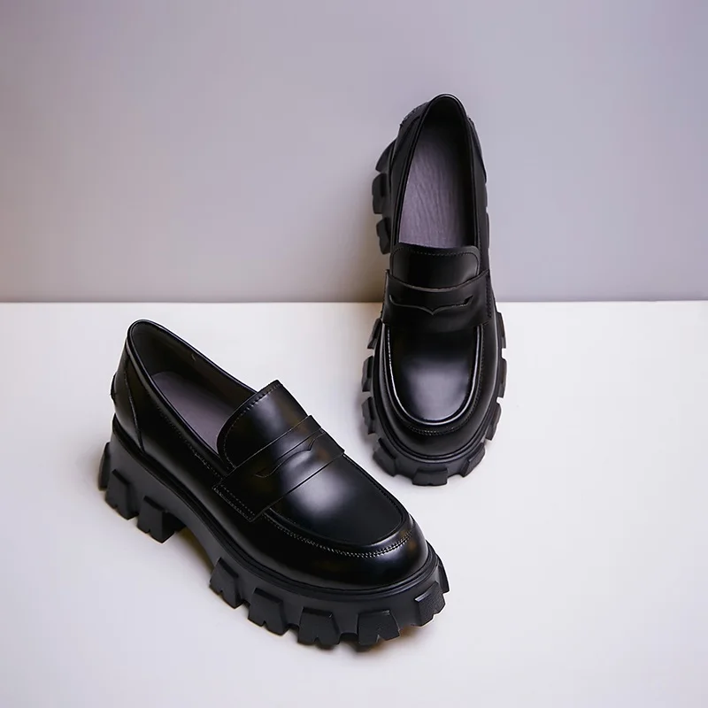 

Туфли MEZEREON женские с круглым носком, натуральная кожа, криперы, толстая платформа, без застежки, весна-осень