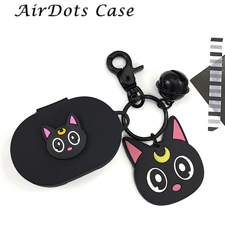 

For Xiaomi Redmi AirDots Case cute Cat cartoon with Keychain Silicone Earphone Cover for Redmi AirDots S Cover