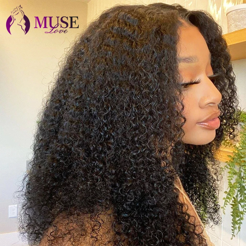 MUSE LOVE Lace Front Human Hair Wigs For Black Women 13x4 Afro Curly HD Lace Frontal Wig Preplucked Indian Curly Human Hair Wigs