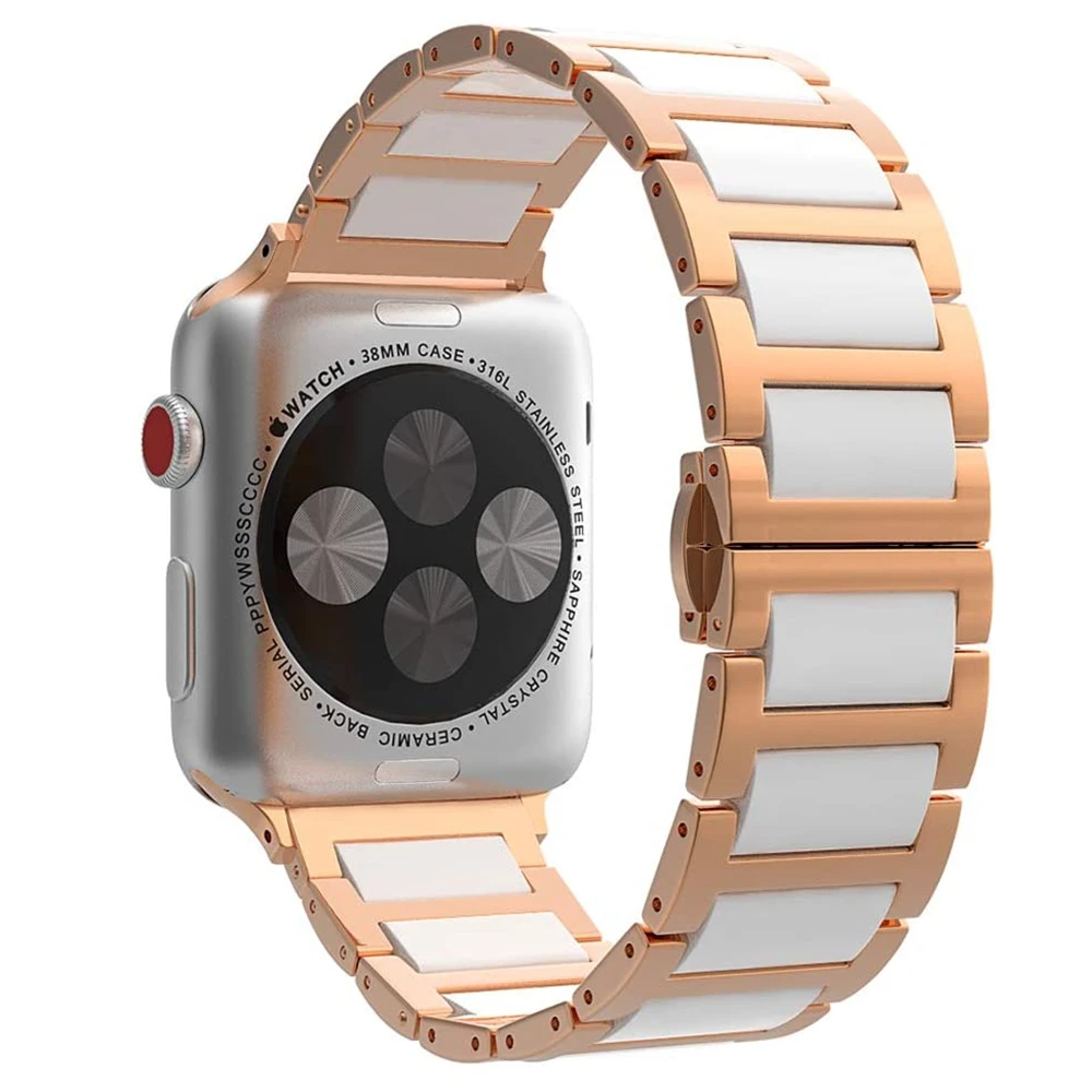 

Ceramic Stainless Steel Correa For Apple Watch 5 Strap 44mm 40mm Bands For Iwatch Band Series 4 3 Pulseira 42mm 38mm Bracelet