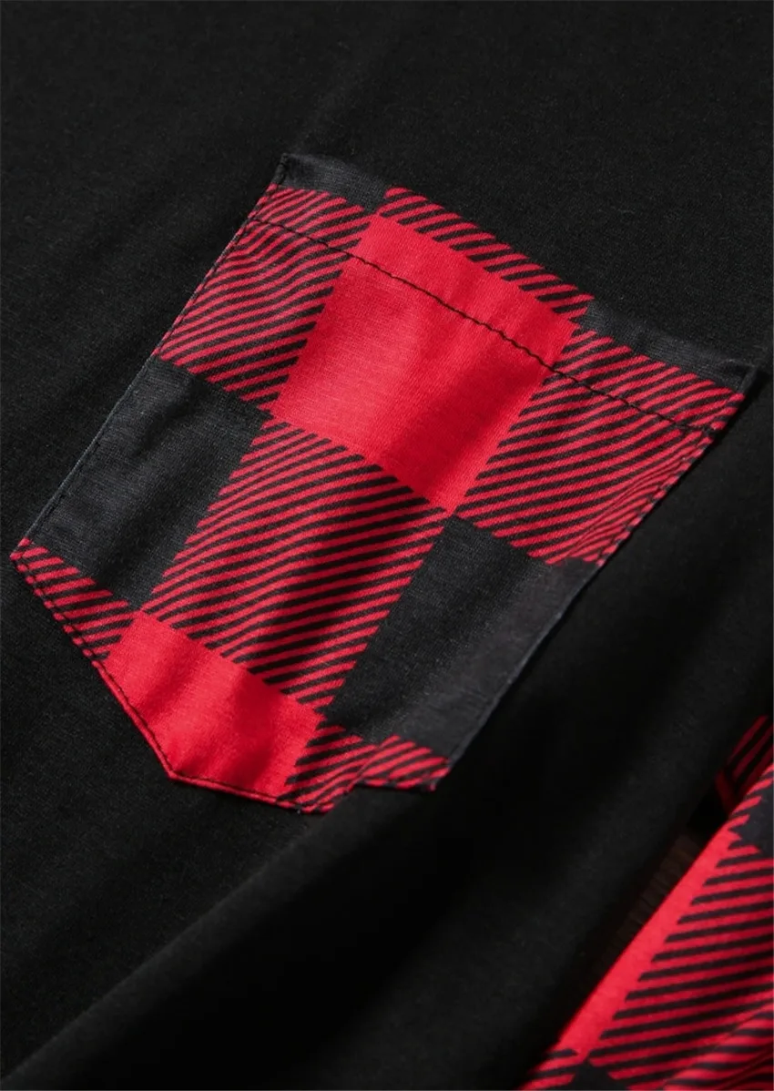 Женская футболка в клетку с длинным рукавом и карманом | одежда