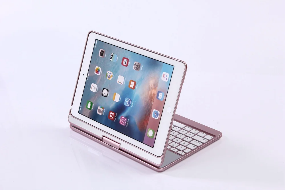 Для iPad Pro 9,7 360 градусов вращение беспроводной Bluetooth клавиатура чехол с 7 цветов светодиодный подсветка