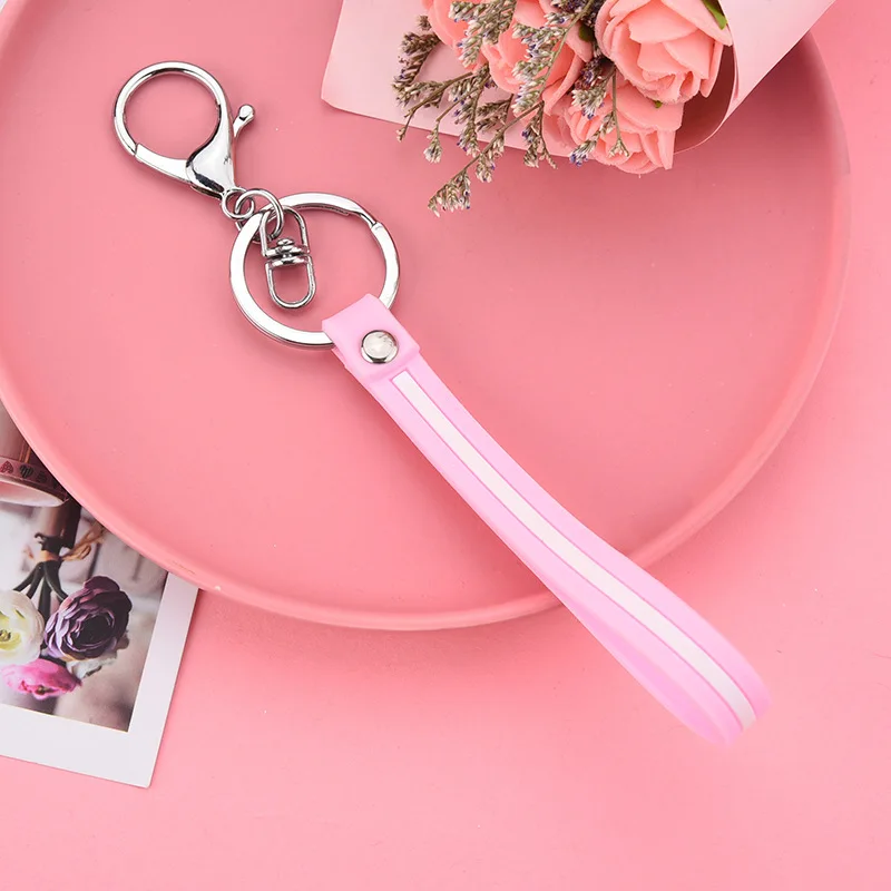 Креативный цветной кожаный брелок в полоску мягкий резиновый из ПВХ подвеска