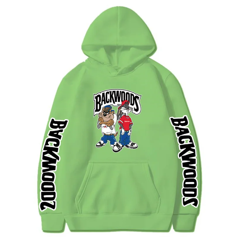 

Autumn Winter Fashion New Hip Hop Funny Anime Backwoods Print Casual Men Women Hoodies Sweatshirts Plus Fleece Male Clothing 3XL