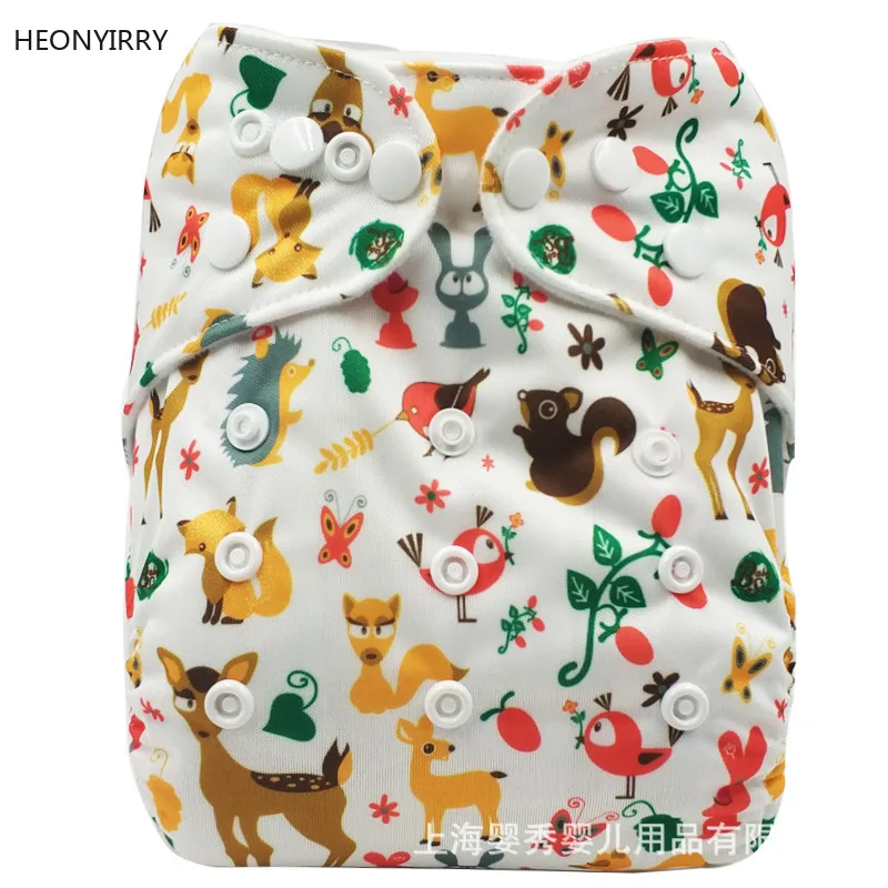 Детские подгузники с рисунком совы водонепроницаемые многоразовые тканевые 0-2