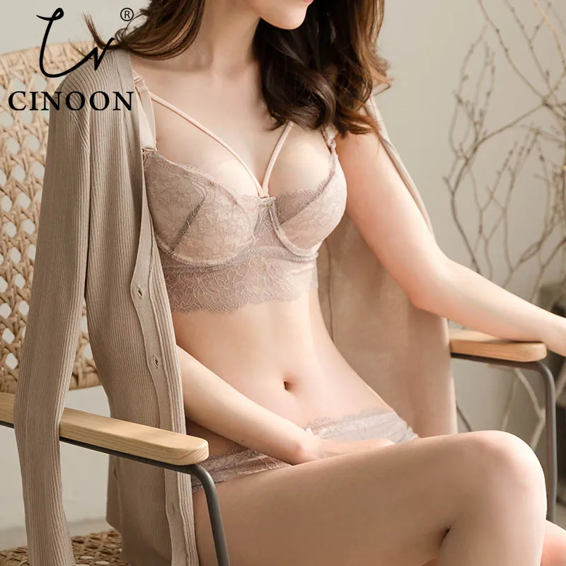CINOON новые кружевное нижнее белье и цветочной отделкой футболка набор нижнего
