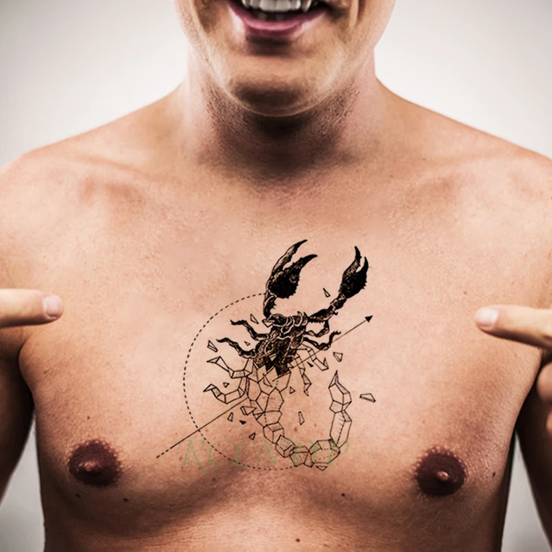 Водостойкая Временная наклейка тату-Скорпион в виде насекомых флеш-тату
