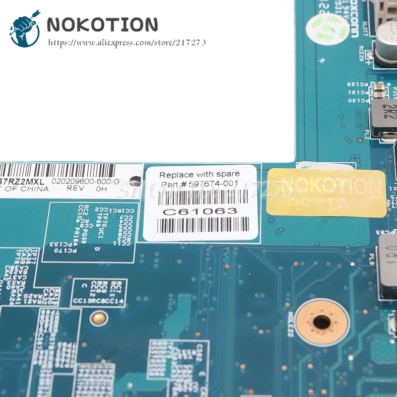 Материнская плата NOKOTION 597674-001 для ноутбука HP CQ62 G62 разъем S1 DDR3 с бесплатным