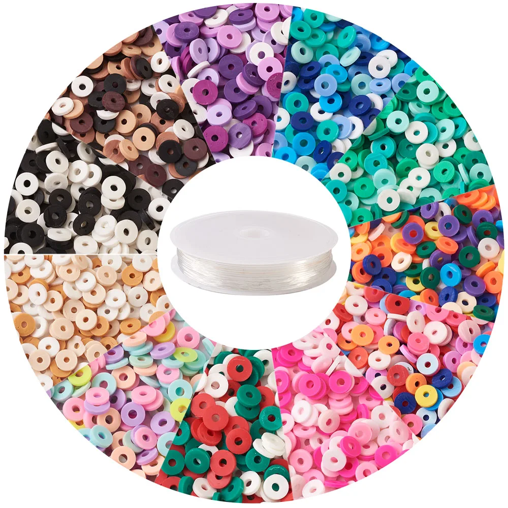 

Набор для самостоятельного изготовления браслетов из бусин Heshi, 3454 ~ 4917 шт., 6 мм, бусины из полимерной глины Heshi ручной работы, 10 м, эластичная ...