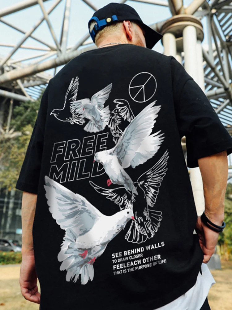 

High Street Oversize Half-sleeved Large Size Short-sleeved Male Fat Fashion Brand Loose T-shirt Trend