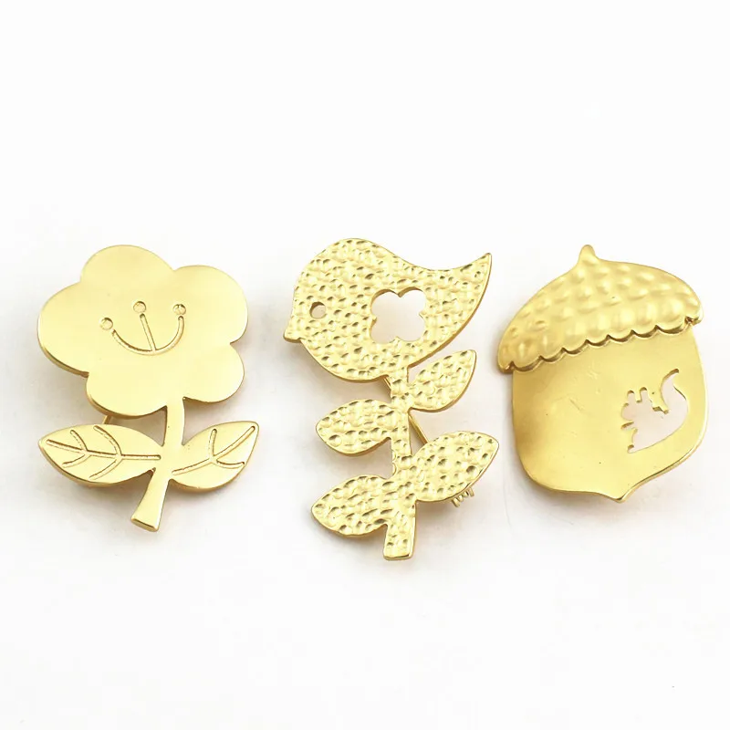 Japan and South Korea Minagawa Ming style alloy plating matte gold brooch | Украшения и аксессуары