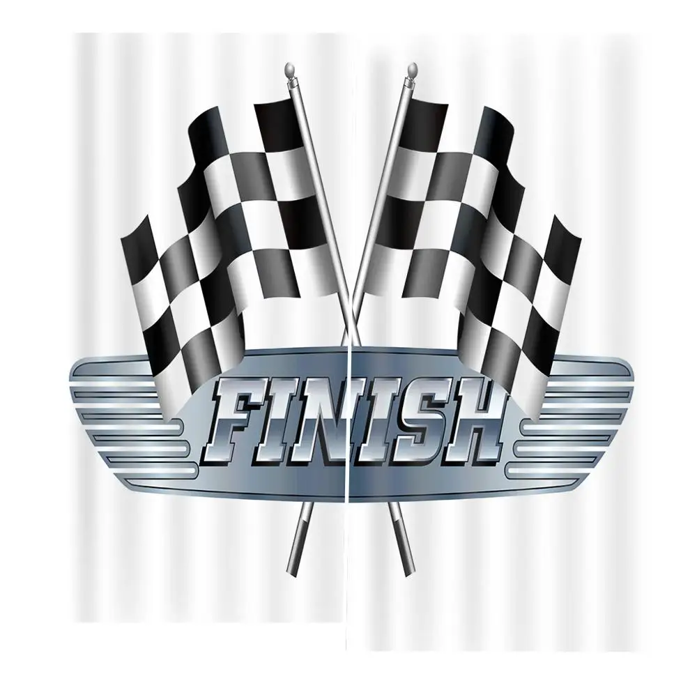 

Black and white checkered banner Window Blackout Luxury 3D Curtains set For Bed Office Hotel Home Wall Decorative