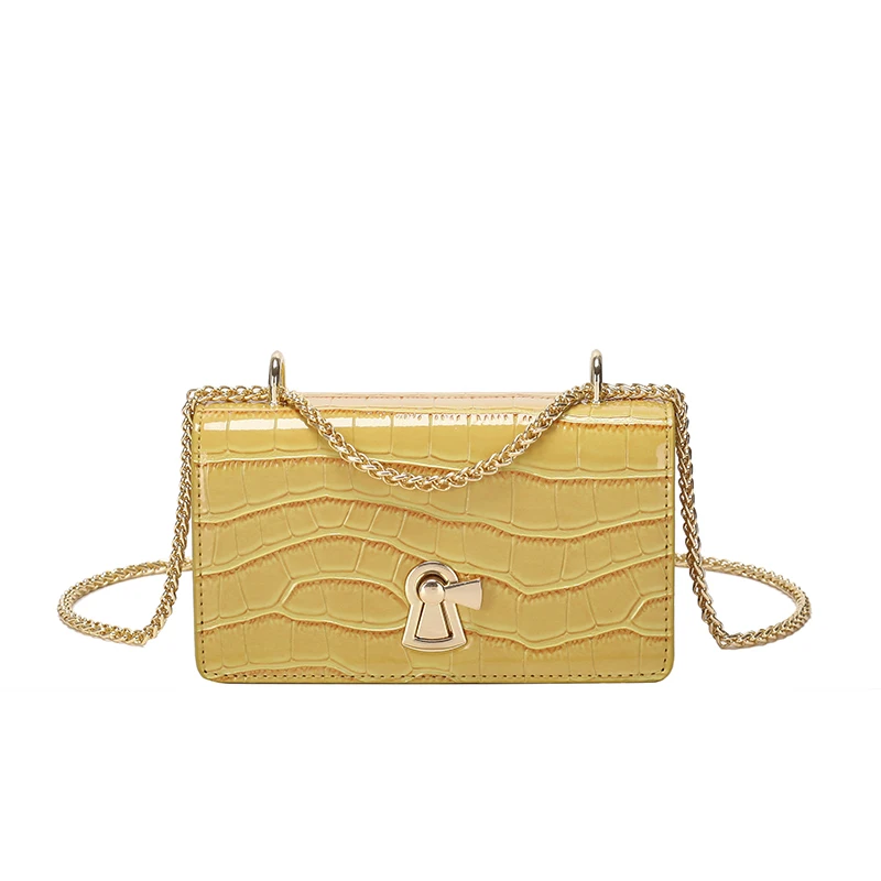 

Women Fashion Bags Stone Pattern PU Leather Shoulder Messenger Bag Lady Crossbody Mini Bag Female Crown With Chain