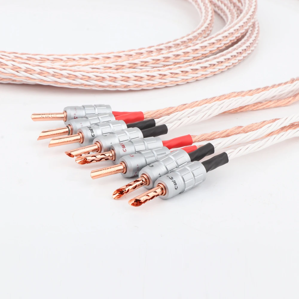 Пара Hi-fi кабелей Preffair 12TC с 2 штекерами типа банан на 4 штекера Hi-end провод для