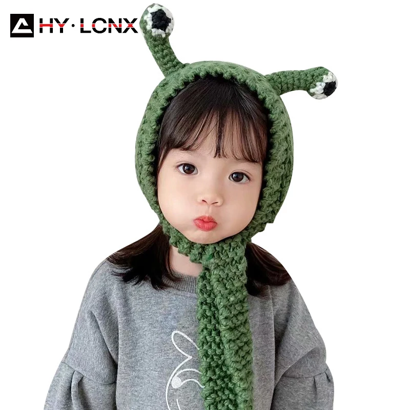 

Winter Autumn New Child Cotton Warm Fashion Beanie Hats Baby Boys Girls Outdoor Leisure Cute Frog Solid Color Knitted Hat