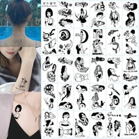 black simple lines ukiyo e waterproof temporary tattoo stickers arm leg body ankle girl sexy fashion diy tattoo decals wholesale