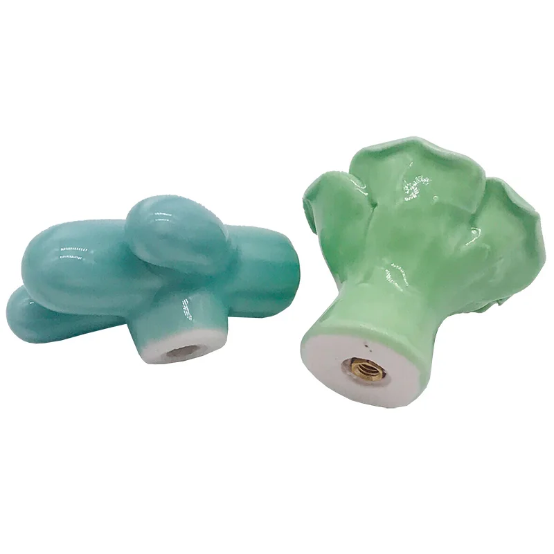 Зеленый Розовый кактус Керамика ручки шкафа/Кухня ручка ящика шкафа мебельные