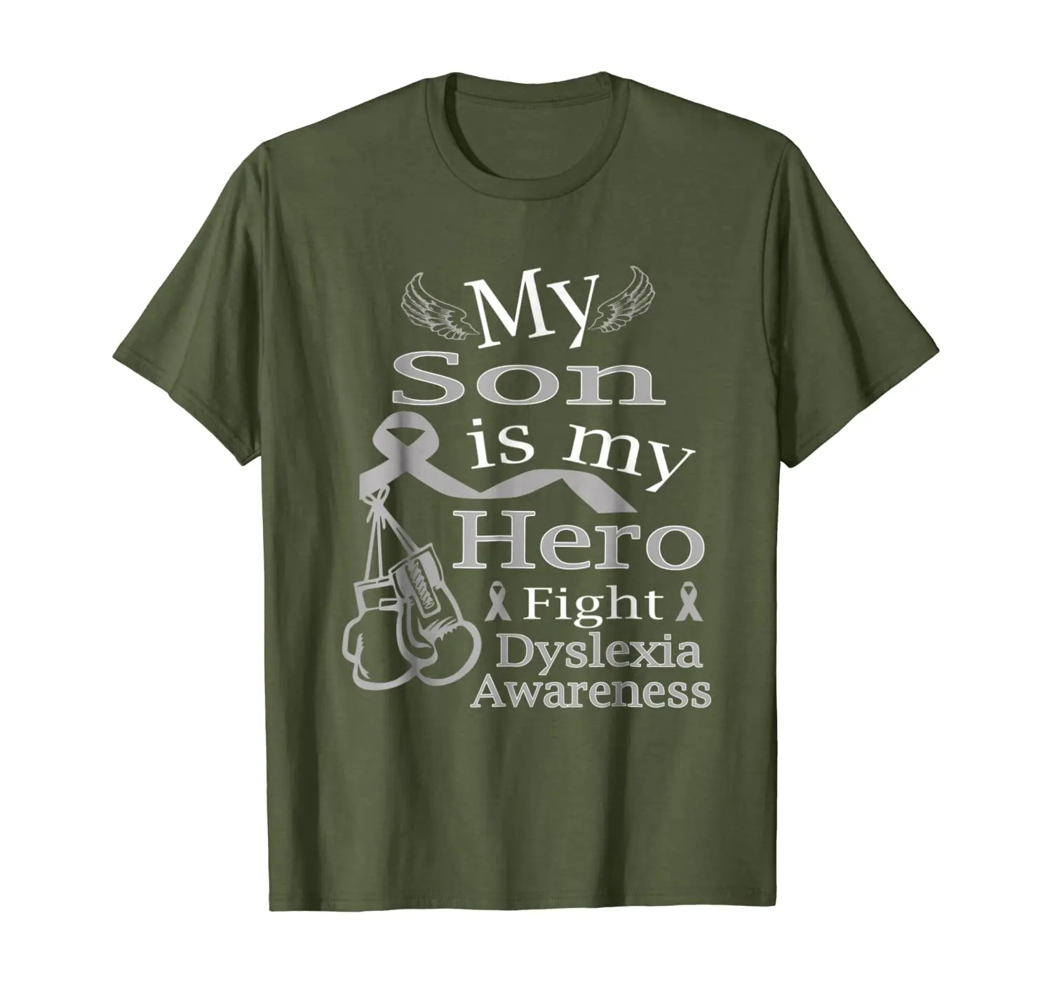 

Dyslexia t shirt Cure Silver ribbon support for my Son
