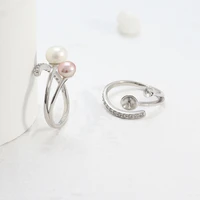 sa silverage opening adjustable pearl silver ring 925 sterling silver ring fashion simple s925 pure silver ring female