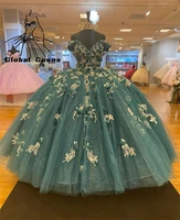 2021 princess off the shoulder quinceanera dresses beaded appliques 3d flowers ball gown pageant birthday party sweet 16 15
