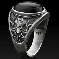 gothic pirate skull octopus ring mens and womens unique retro all black zircon octopus metal punk womens motorcycle ring